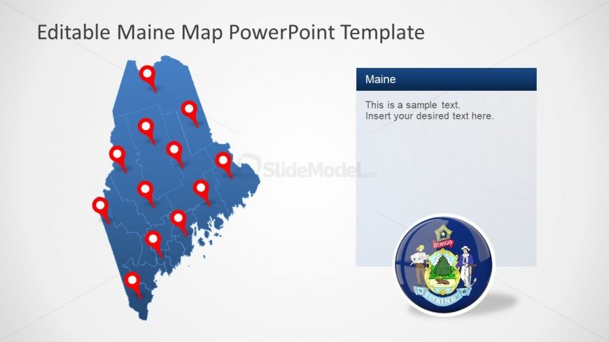 Blue Map of US State Maine 