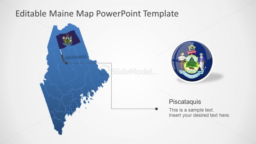 PowerPoint Map of Maine with Flag Marker