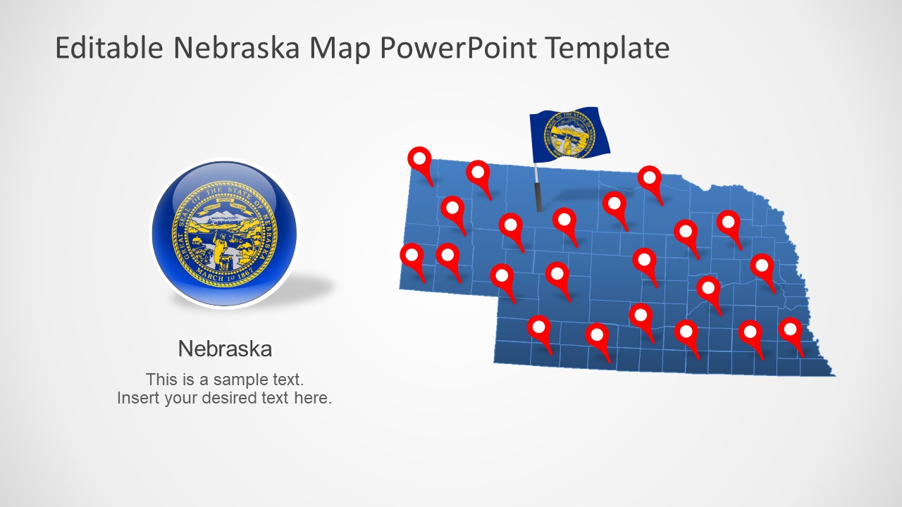 Editable Map of Nebraska in PowerPoint 
