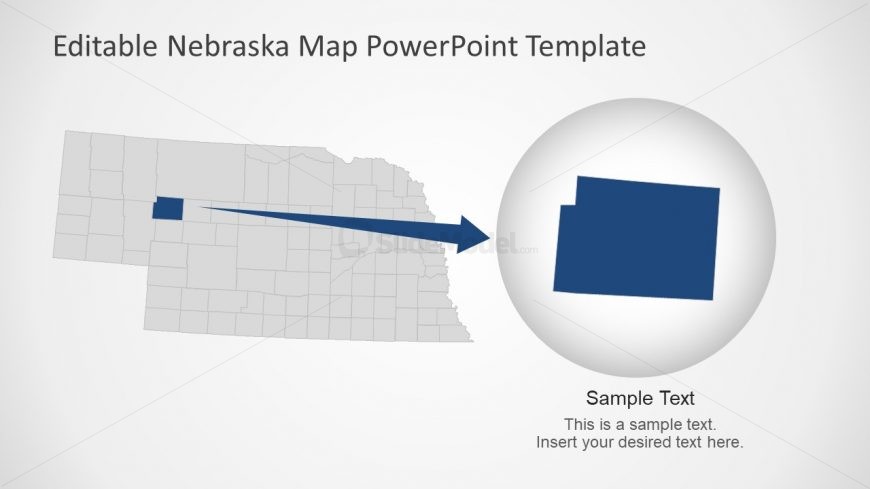US State Map Zoom Version Nebraska 