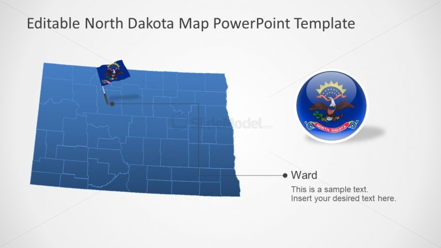 Flag and Map of North Dakota Outlined