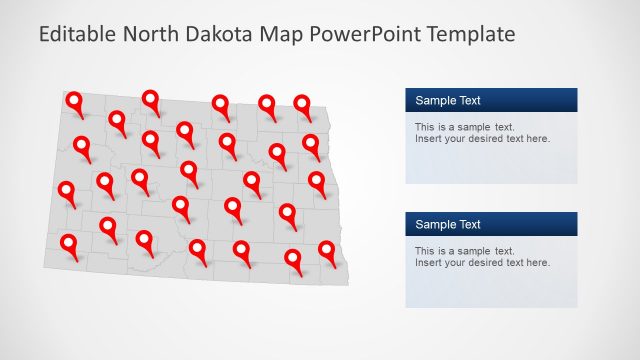 Gray Map of North Dakota Counties PPT