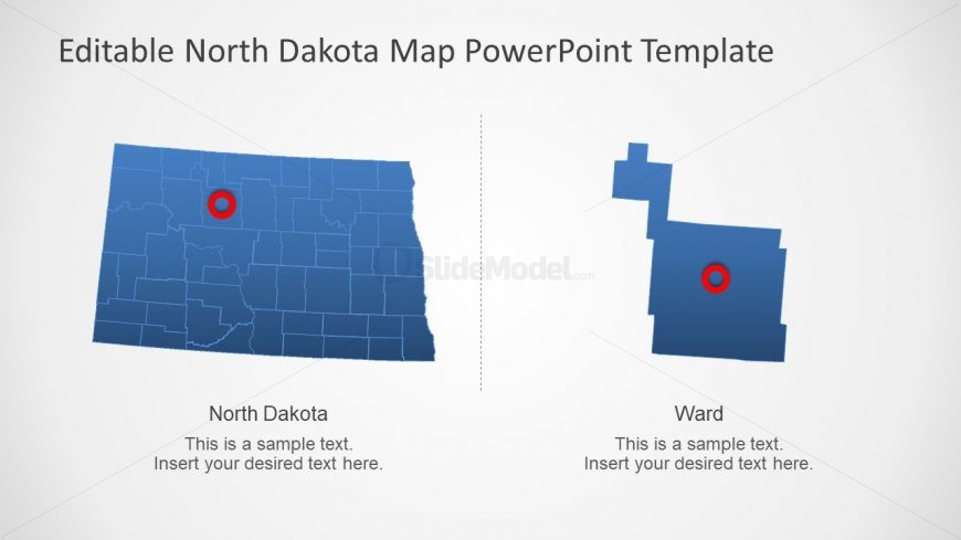 Map Template for North Dakota US State 