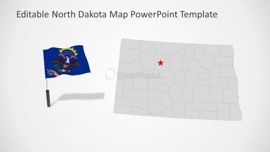 North Dakota State of US Flag and Map 