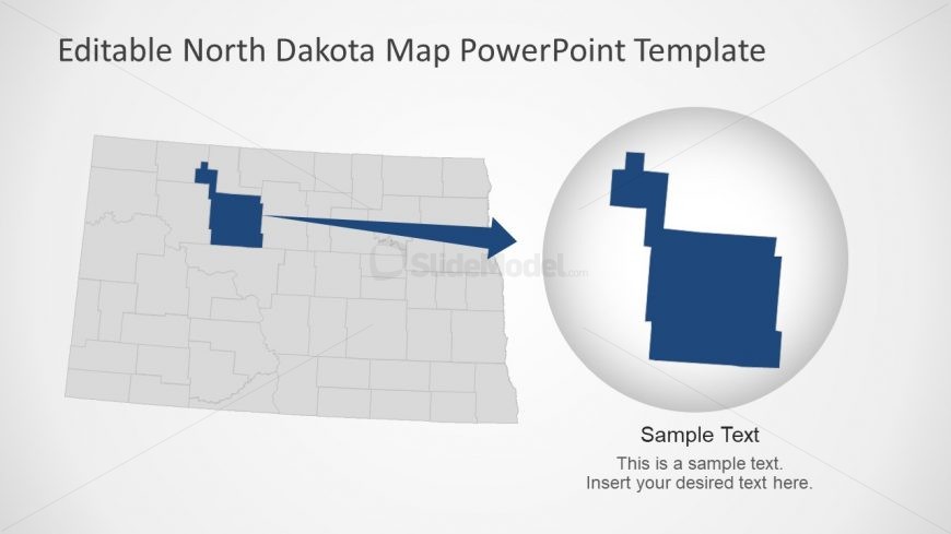 PowerPoint Flat Map of North Dakota 