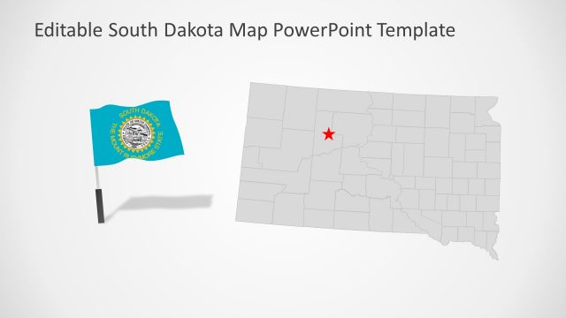 Flat Map and Flag for South Dakota State Template