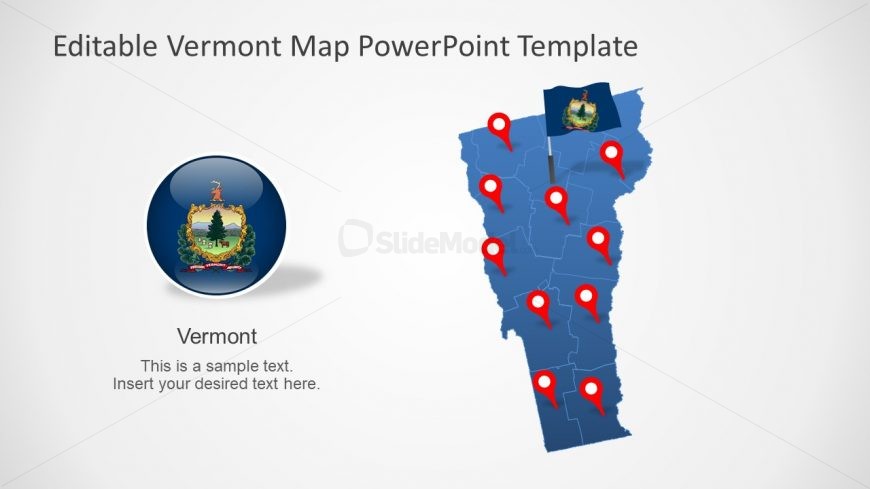 Editable Map of Vermont in PowerPoint 