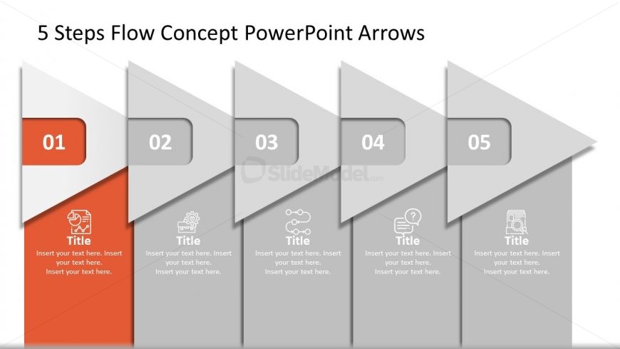 PowerPoint Diagram of 5 Steps Agenda