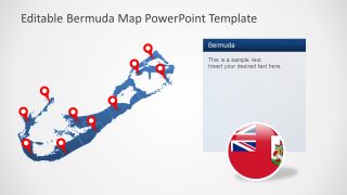 Blue Map of Bermuda with Location Markers