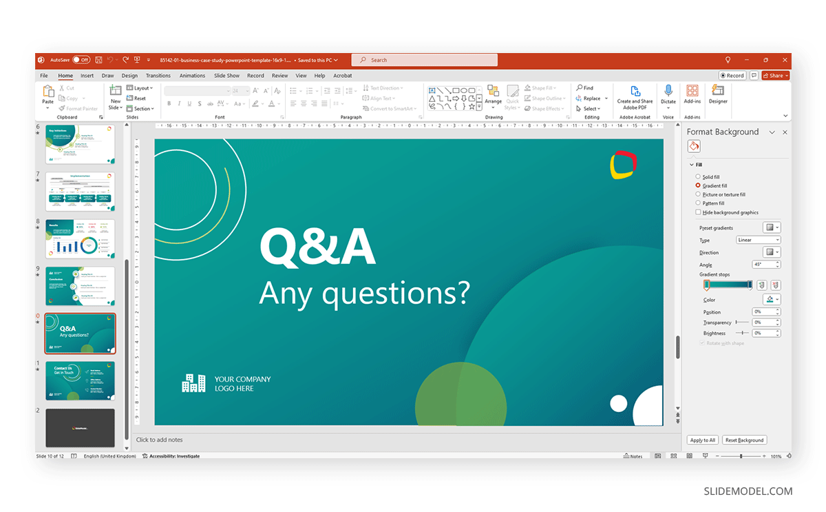 Format Background in PowerPoint for custom themes