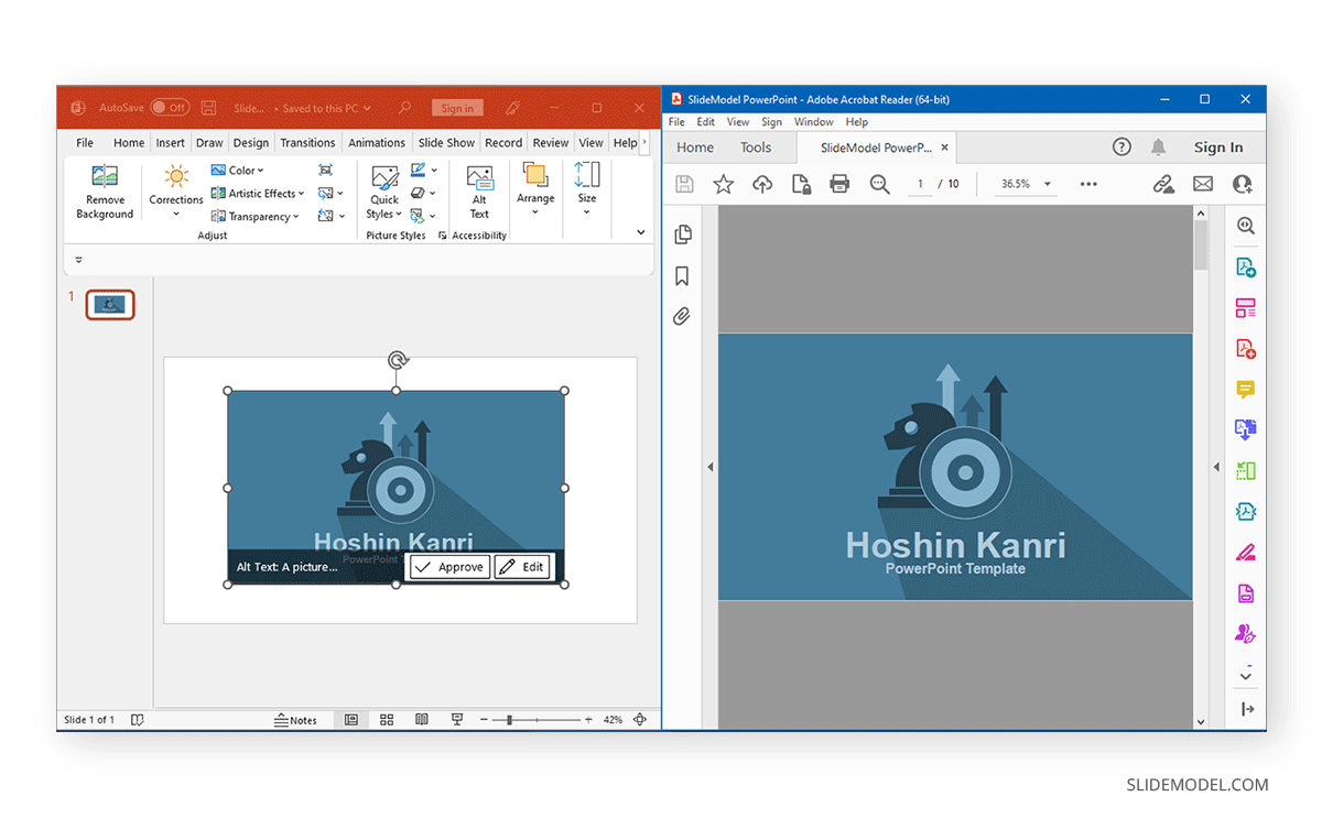 Inserted screenshot with link in PowerPoint