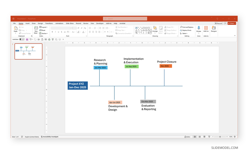 15 Line Styled Timeline In Powerpoint With Colored Boxes SlideModel