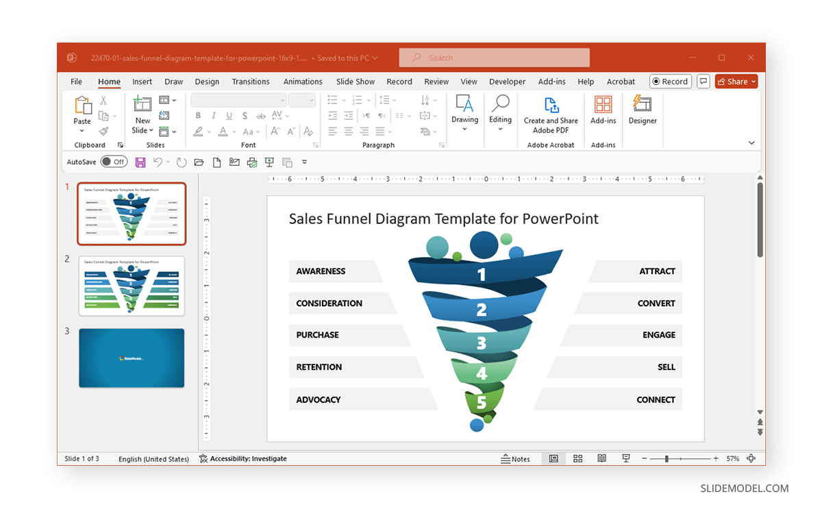 Sales Funnel Diagram Template by SlideModel