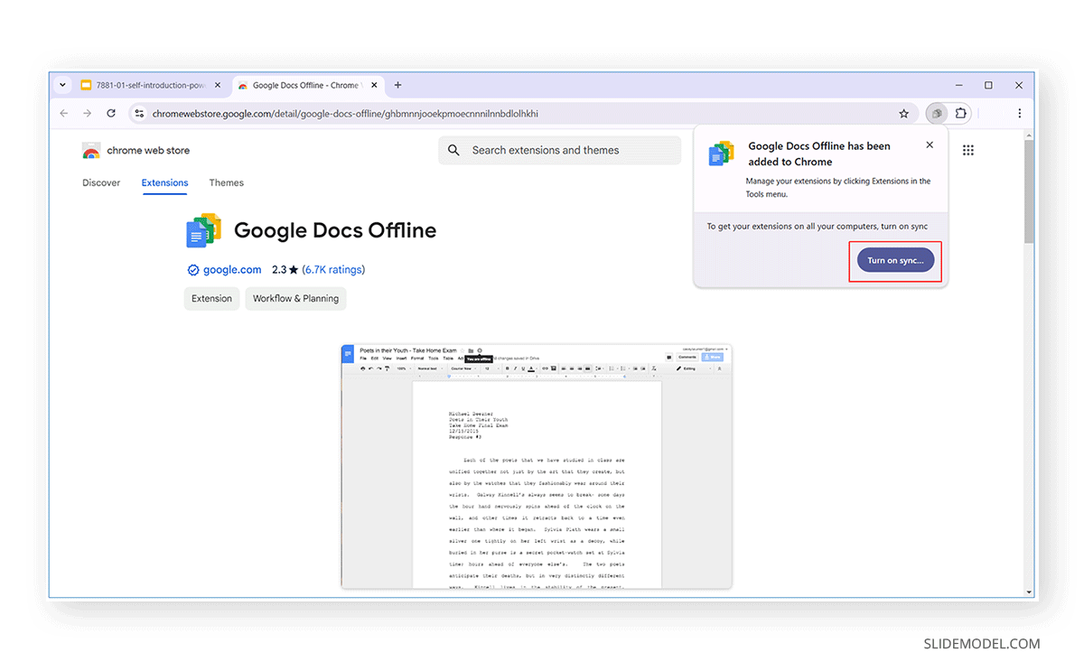 Google Docs Offline sync all browsers