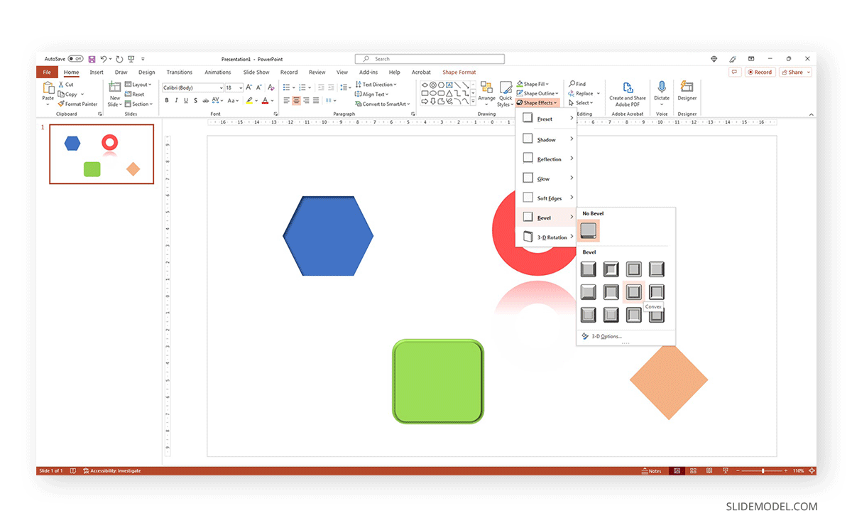 Bevel effect for PowerPoint shape