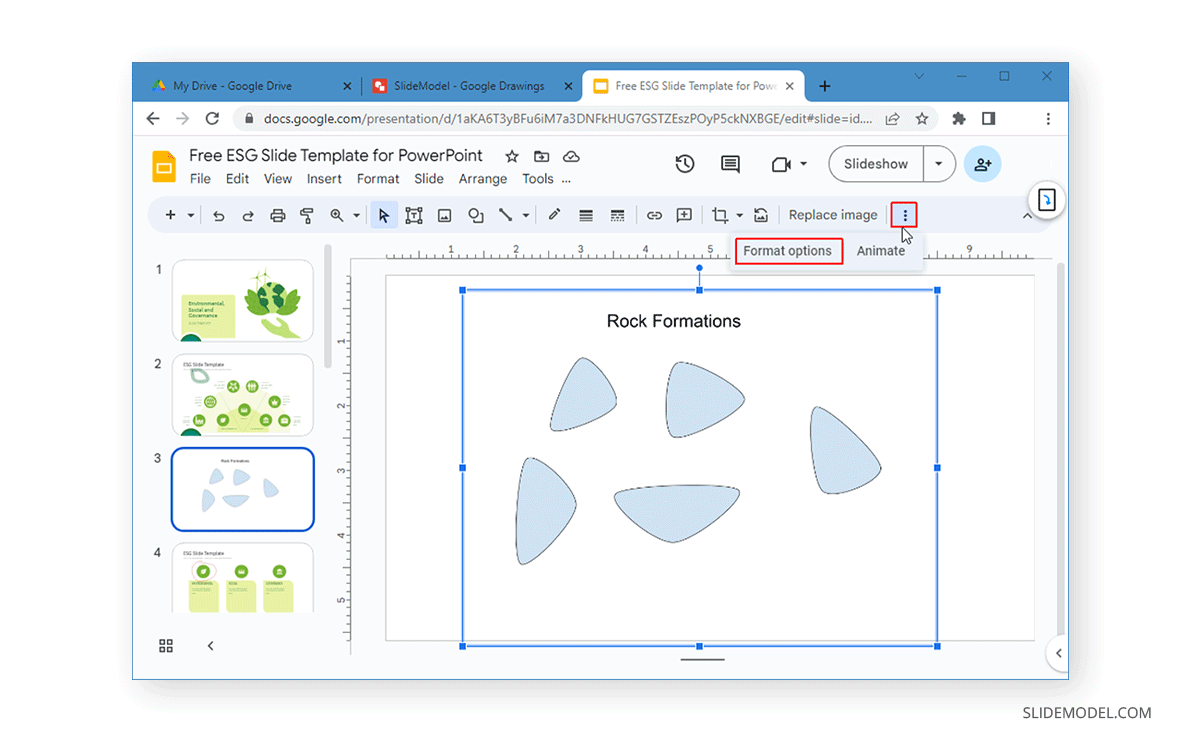 Google Drawings Format Options