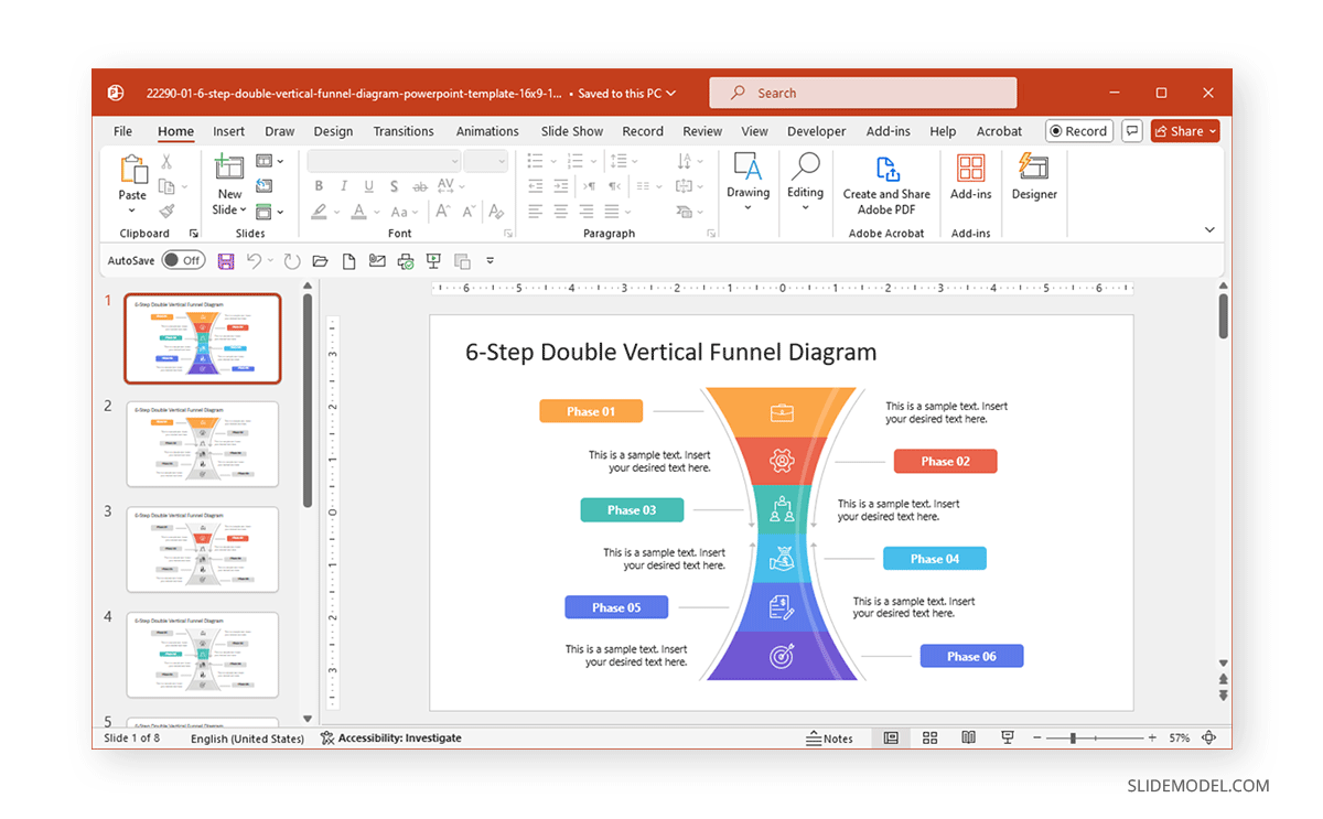 Double Vertical Funnel Diagram Template by SlideModel