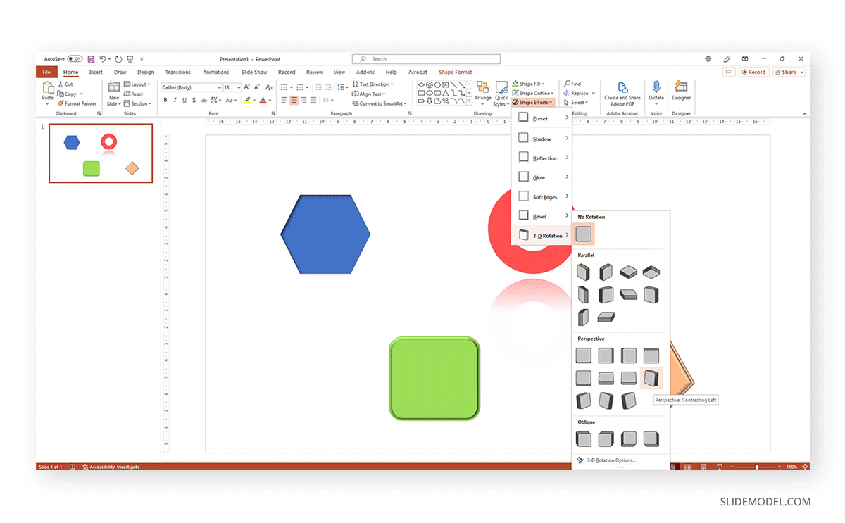 3D rotation effect for PowerPoint shape