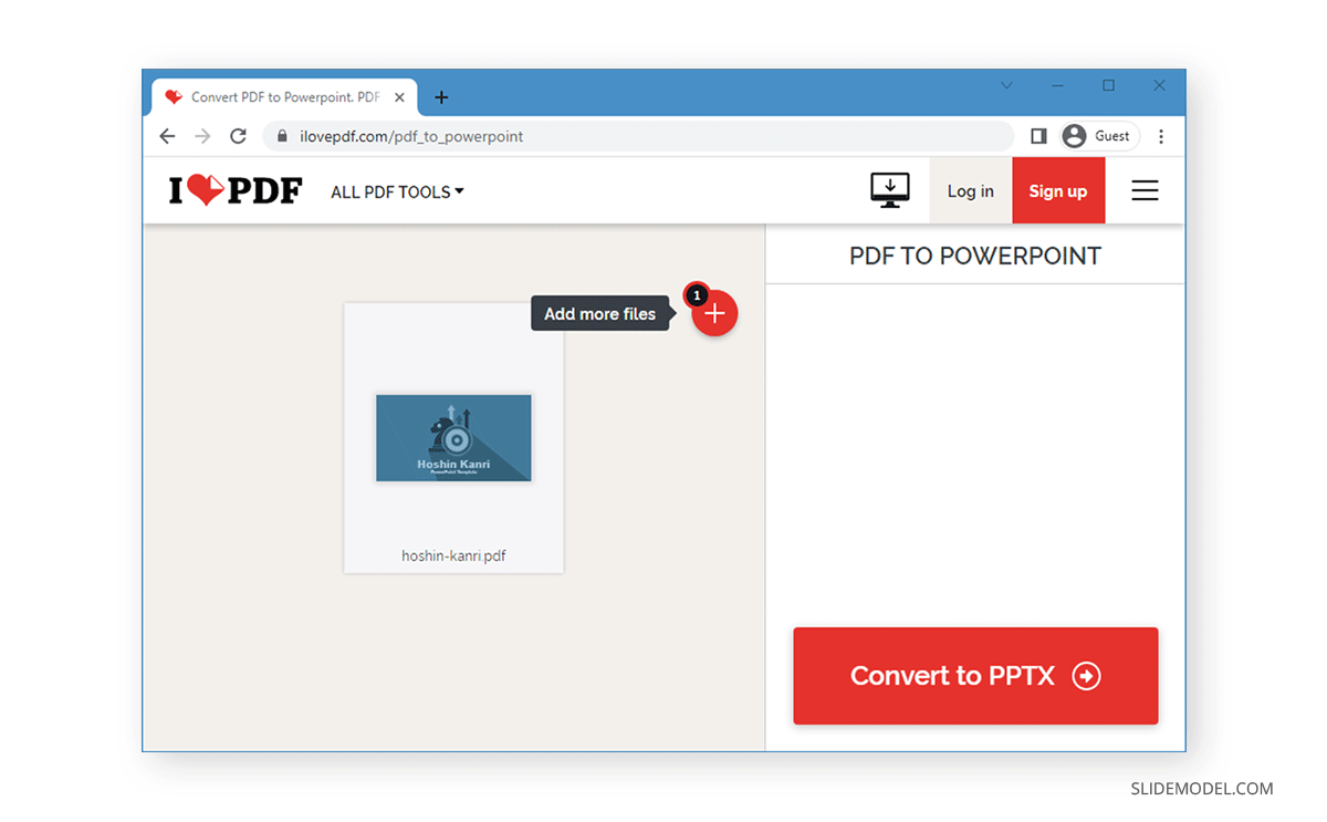 Convert PDF to PPTX file