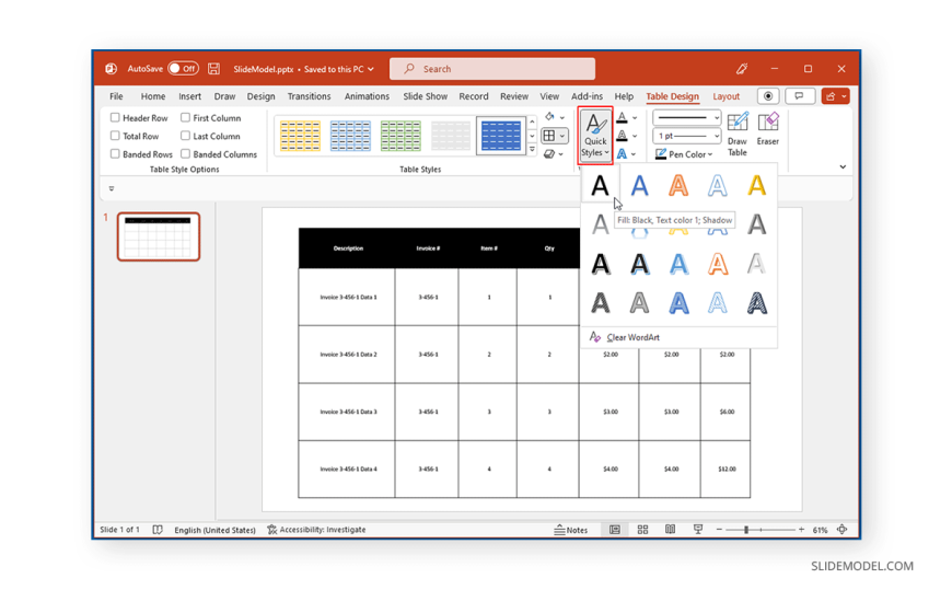 Quickstyles In Powerpoint Tables SlideModel