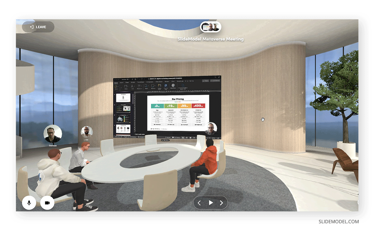 using PowerPoint presentations by SlideModel in metaverse meetings