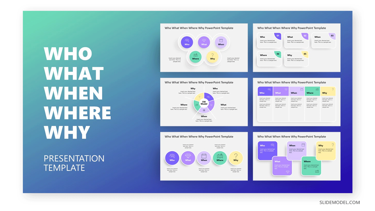 5W model presentation template for PowerPoint