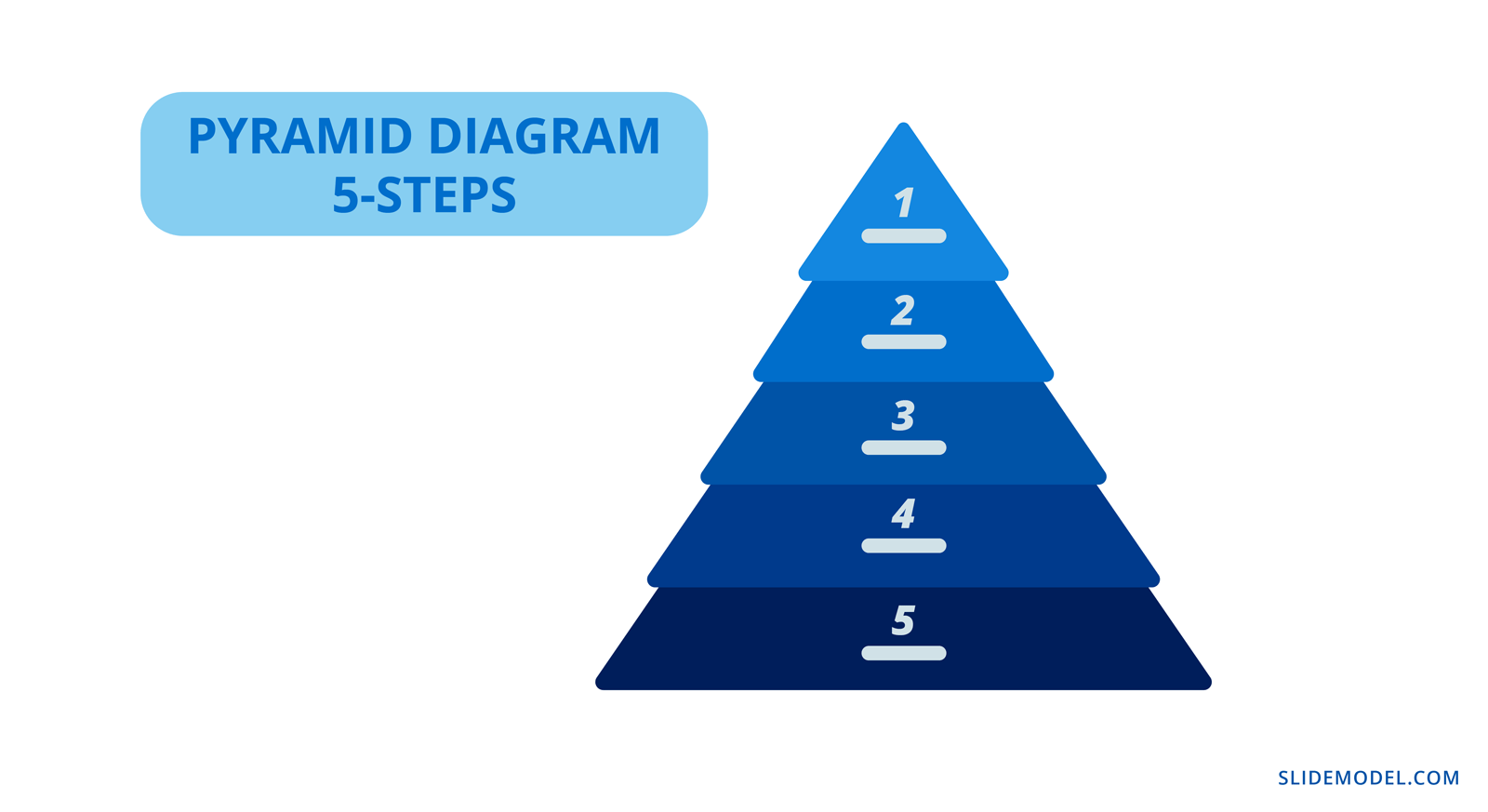 Low level representation of a 5-step infographic pyramid diagram design, useful to show quantitative and qualitative Hierarchical data