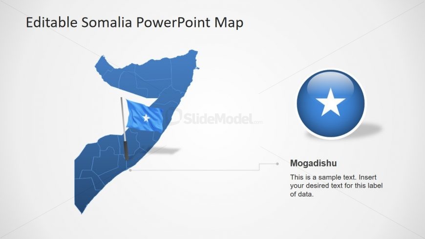 Blue Silhouette Map of Somalia