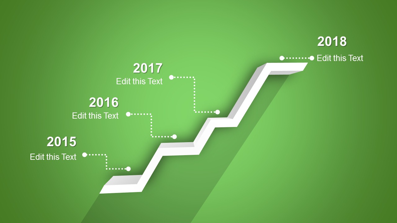 3D Timeline Shadow PPT Template  4 Steps