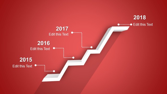 3D 4 Steps Timeline with Red Gradient Design