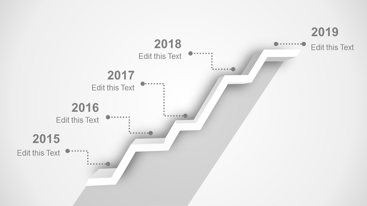 5 Stages Shelf Timeline Template for PowerPoint SlideModel
