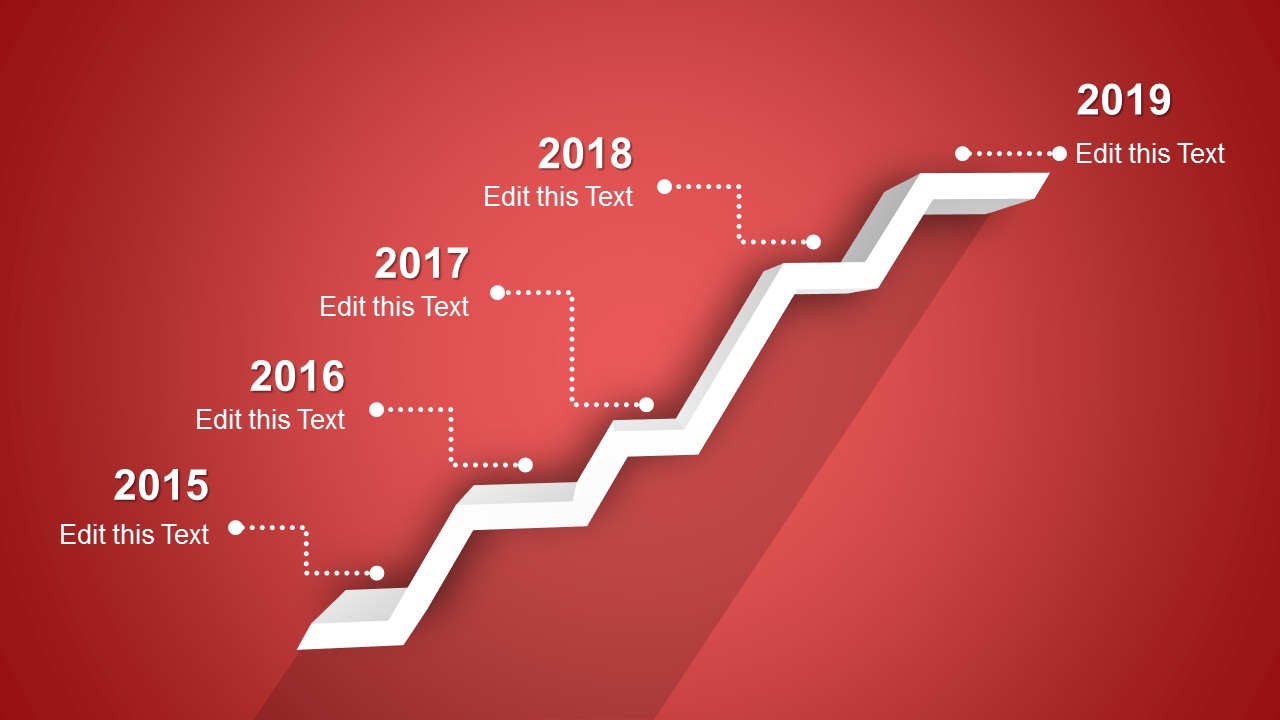 5 Stages Shelf Timeline Template for PowerPoint SlideModel