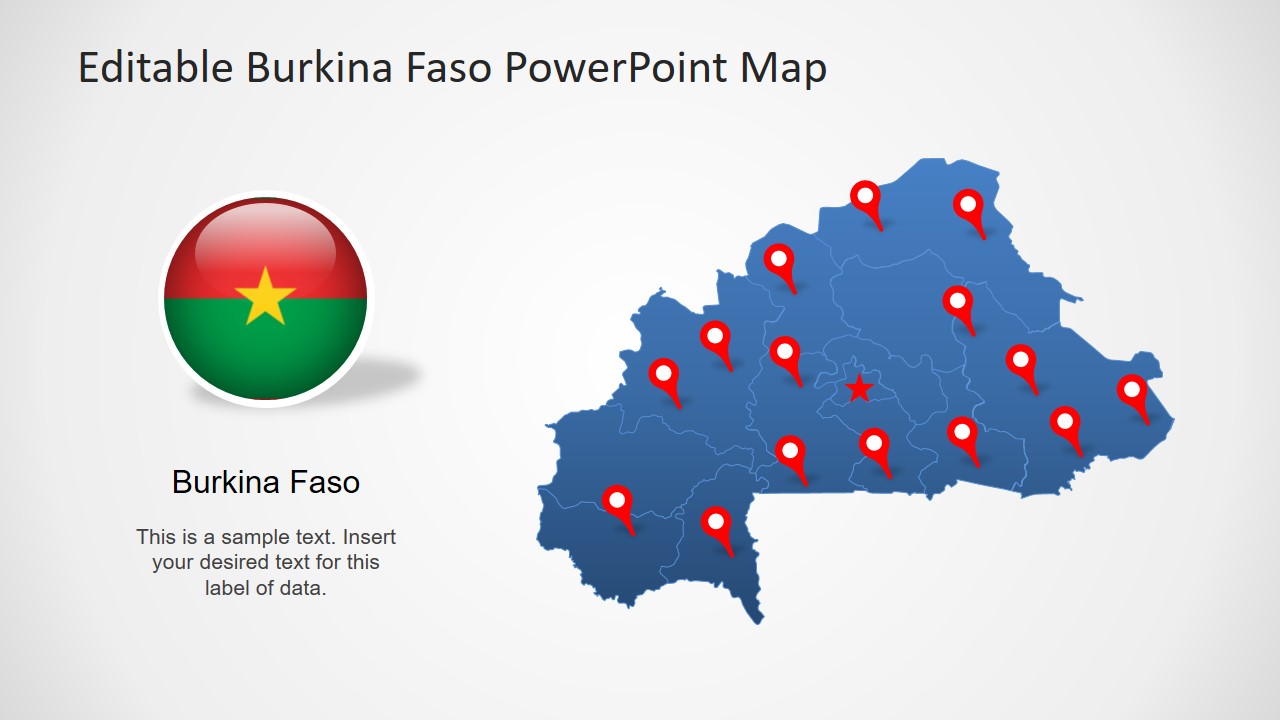 Editable Map Outline Burkina Faso