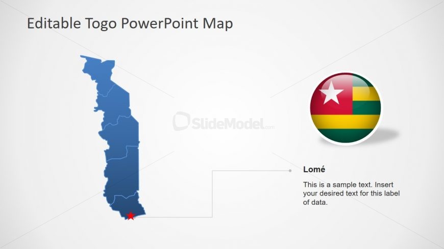 Flat PowerPoint Map of Togo