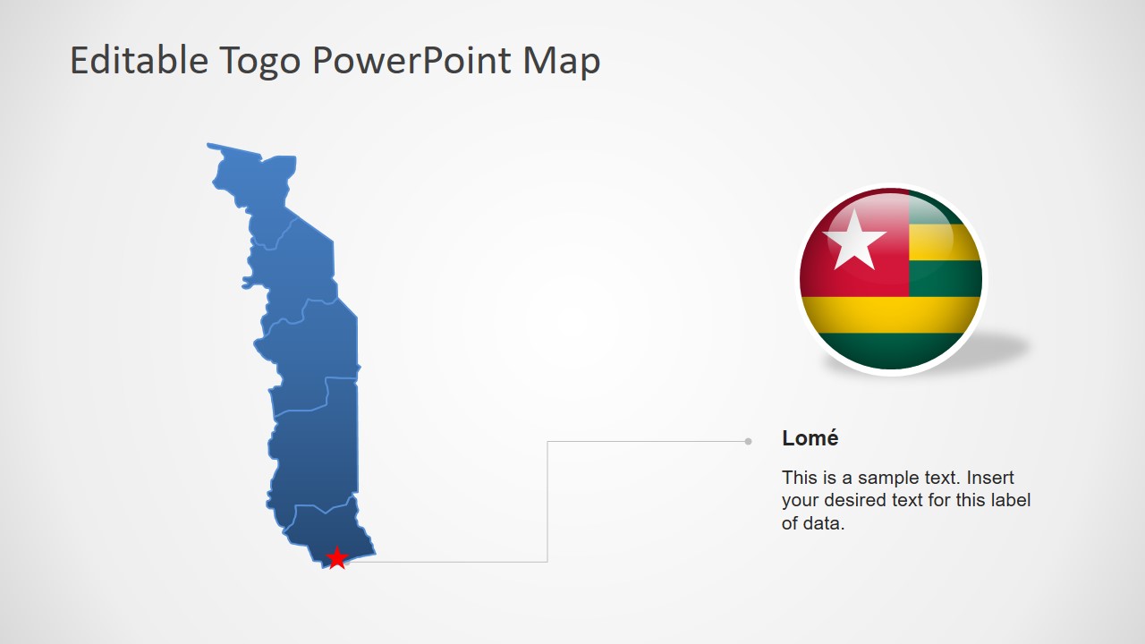 Flat PowerPoint Map of Togo