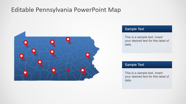 Flat PowerPoint Map of Pennsylvania