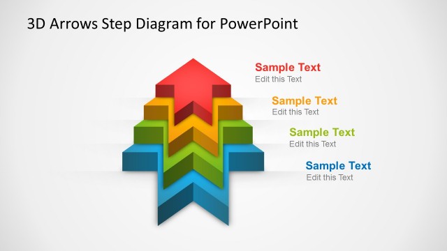 3D Arrows Step Diagram Template for PowerPoint