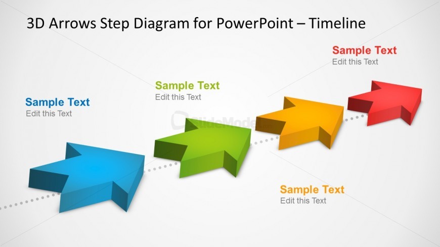 4 Milestones Timeline Template with 3D Arrows in PowerPoint