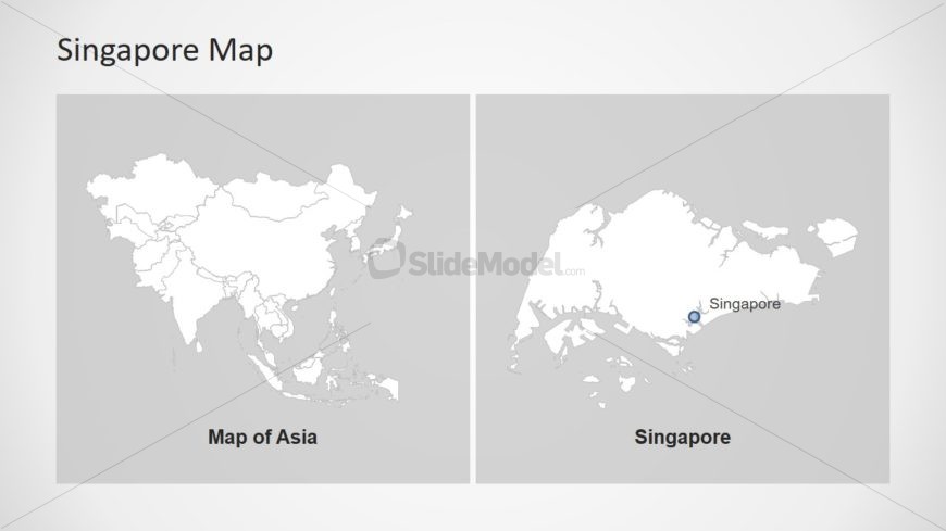 Editable Map of Asia and Singapore
