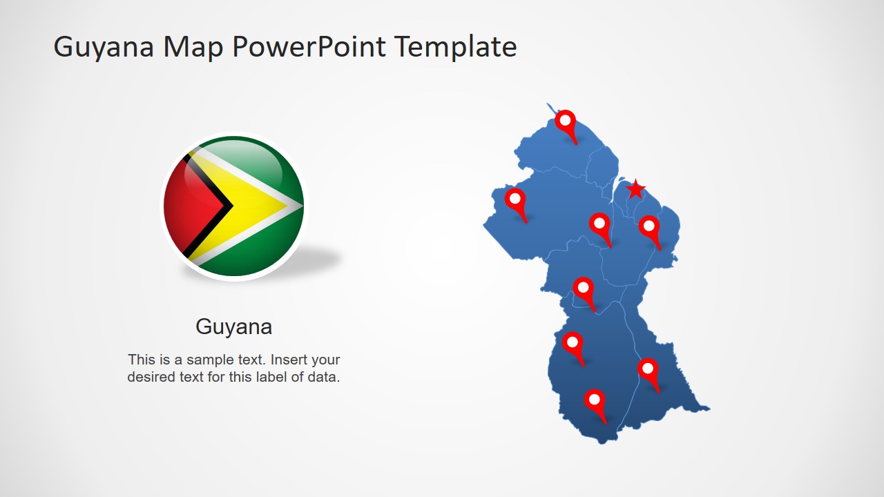 Editable Silhouette Map Guyana