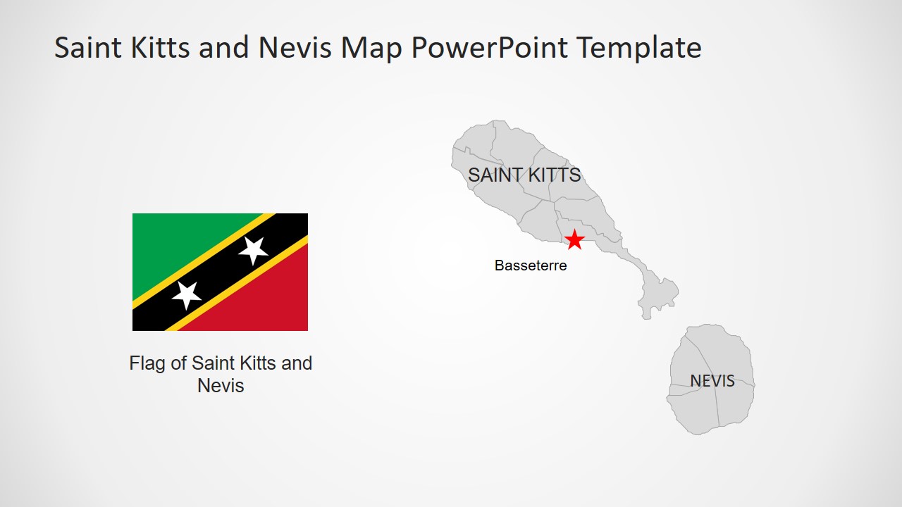 Flag and Map Template of Saint Kitts
