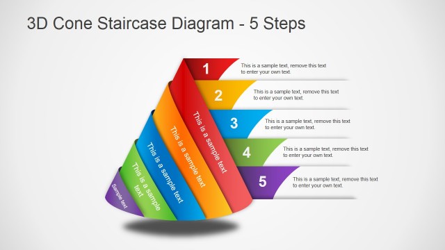 3D Cone Staircase Diagram for PowerPoint