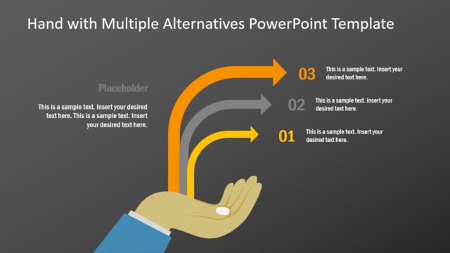 Hand and 3 Steps Multiple Arrow PPT