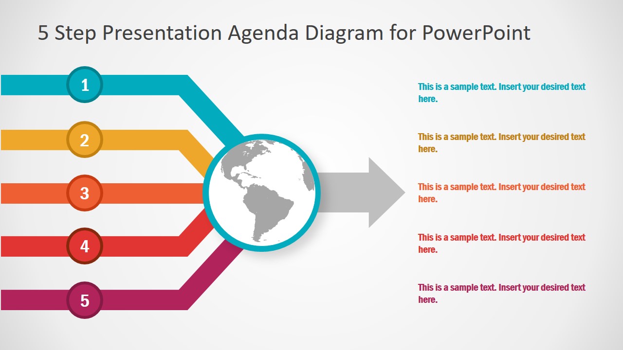Agenda PowerPoint 5 Steps Template