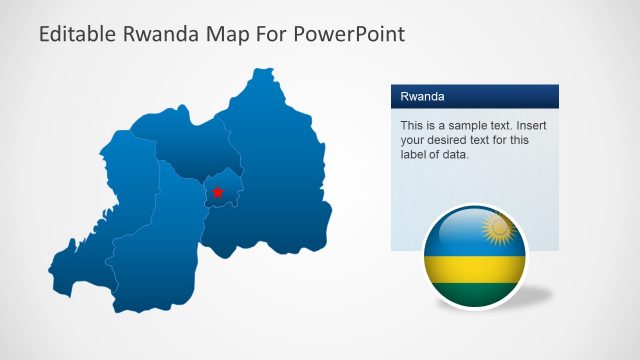 Blue Map of Rwanda in PowerPoint