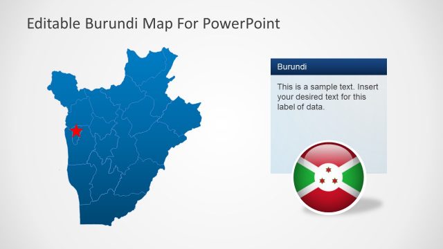 Blue Map of Burundi in PowerPoint
