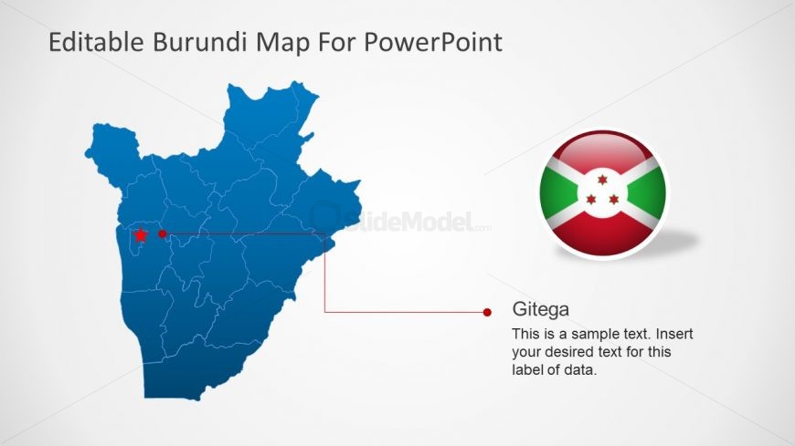 PowerPoint Country Map for Burundi 