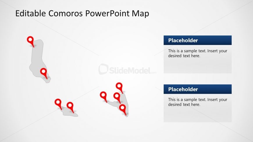 Comoros Grey Map Slide with Placeholder Titles