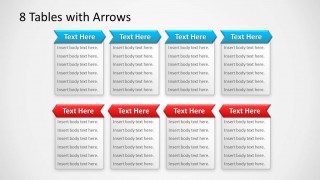 8 Small Tables in PowerPoint with Arrows