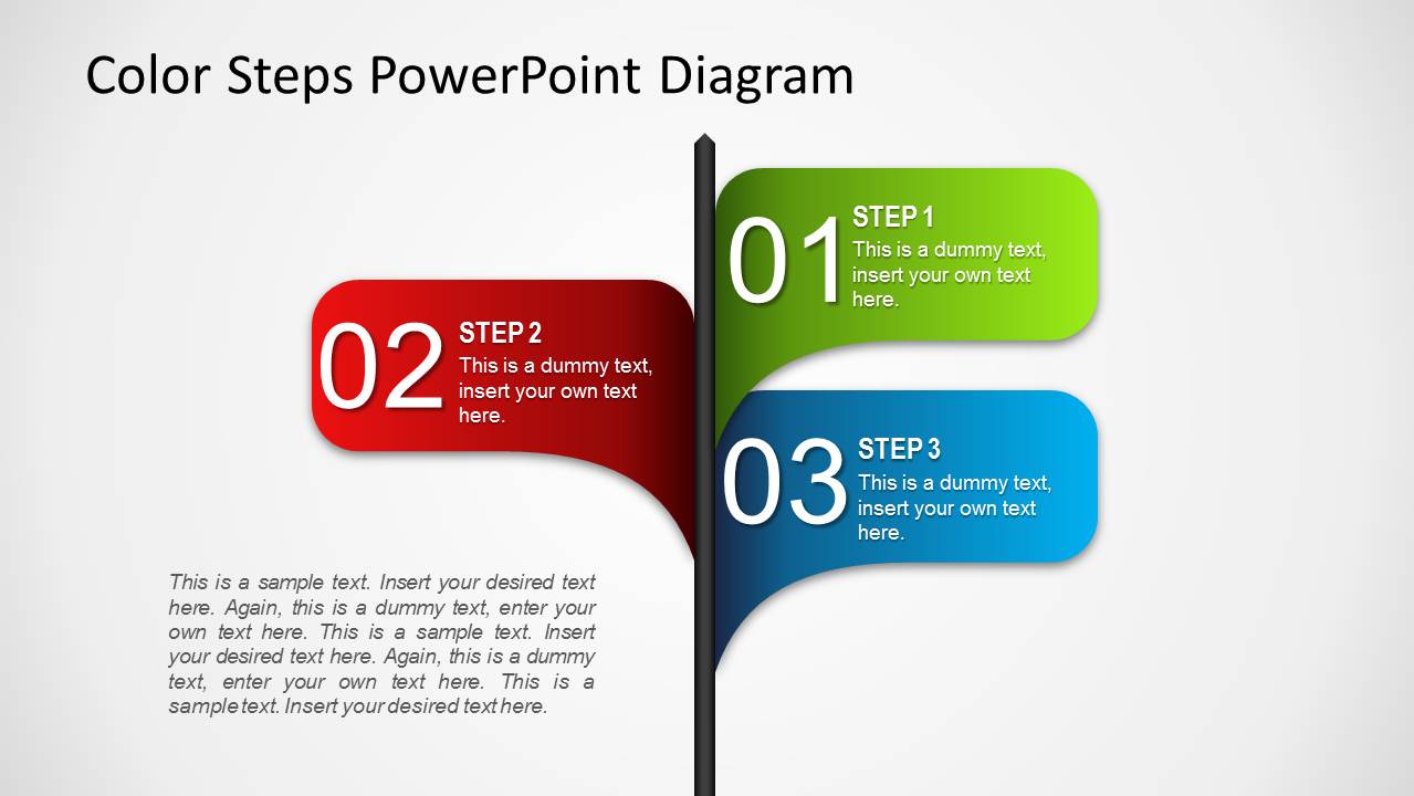 3 Options Color Steps PowerPoint Stake Diagram